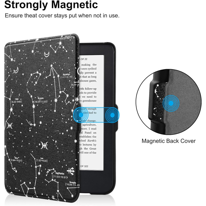 Чохол-книга HGWALP для Tolino Shine 5/Shine Color/Shine 4 та Kobo Clara Colour/Clara BW/Clara 2E eReaders, преміум-якість, авто-ввімкнення/вимкнення (Constellation)