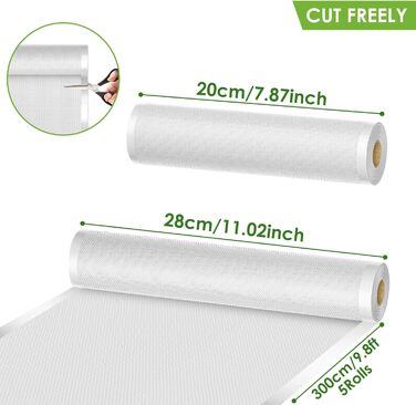 Vacuum Bags, Glovios 9 Rolls Vacuum Sealer Bags, 28/20 x 300cm Vacuum Bags for Food, Vacuum Sealer Film Bags, Vacuum Bags for Vacuum Sealer, Foil Sealing Machine, Cookable and Sous Vide