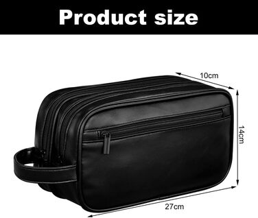 Чоловіча косметичка-рюкзак, чорна, з водовідштовхувального PU-шкіри, двошарова, з мокрим/сухим відділенням