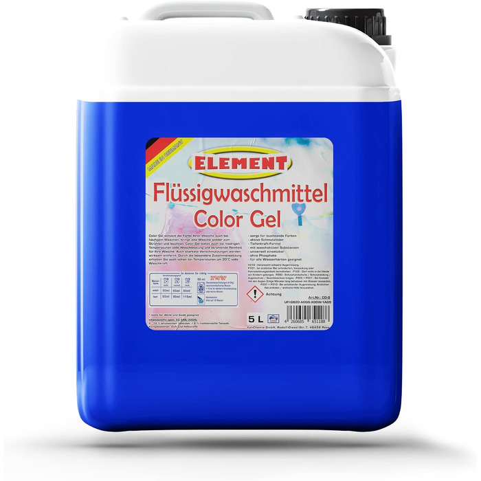 Рідкий пральний засіб Element Color Gel для кольорових речей, без запаху, 10 л (200 прань)