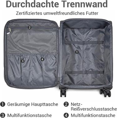 Розширюваний валіза British Traveller, 100 л, сірий, з TSA замком, 79.5x49x32.5 см