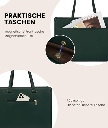 Сумка для ноутбука LOVEVOOK жіноча водонепроникна, сумка для роботи та навчання, бізнес-портфель, 15.6 дюймів (темно-зелений)