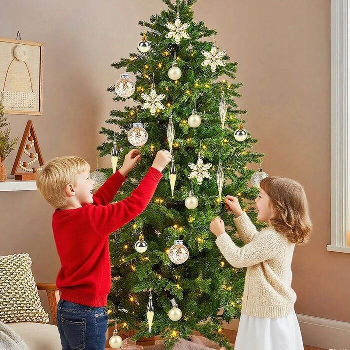 40 шт. прикрас на ялинку: міцні кулі, золоті орнаменти для різдвяного декору