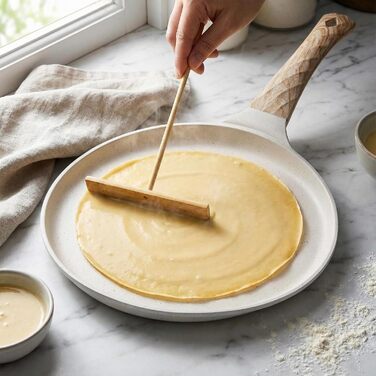 Сковорода для млинців Hiceeden антипригарна 26 см з розширювачем, для всіх плит (індукція), без PFOA, біла