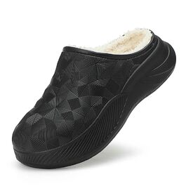 Тапочки жіночі/чоловічі теплі з товстою підошвою для дому та вулиці, бавовна, чорні, 38/39 EU