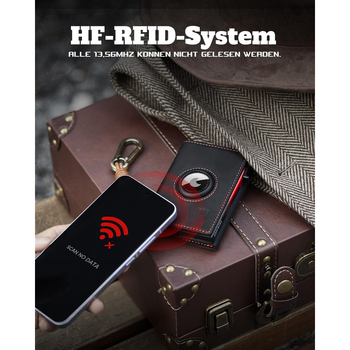 Портмоне Dodenša MagSnap для чоловіків з RFID захистом, відділенням для AirTag, картхолдером та відділенням для монет (Чорний/Червоний)