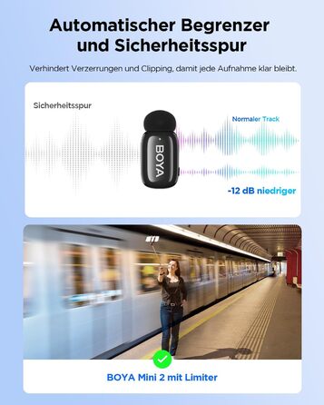 BOYA Mini 2: Бездротовий петличний мікрофон USB-C для iPhone/Android (48kHz/24Bit)