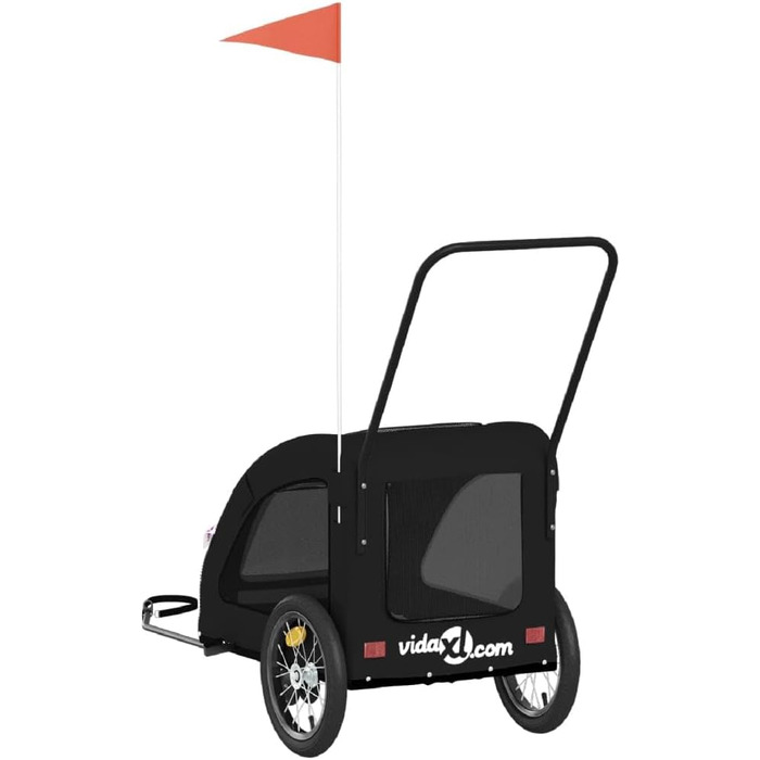 Фургон для собак VidaXL - чорний, 30 кг, Oxford-Gewebe, з прапором та відбивачами