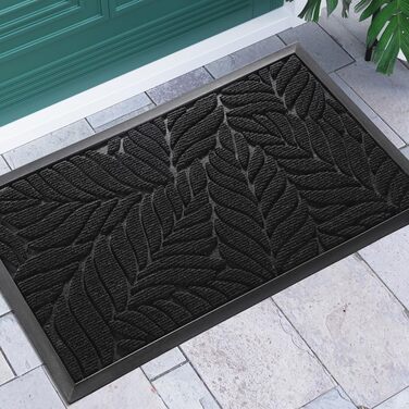 Килимок для входу Yimobra, 75 x 43 см, чорний - антиковзаюча, миється, для дому та вулиці | Килимок від бруду та пилу