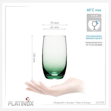 Бокали для коктейлів PLATINUX Ombre 400 мл (набір 6 шт.) скляні, зелені, для вечірок та коктейлів