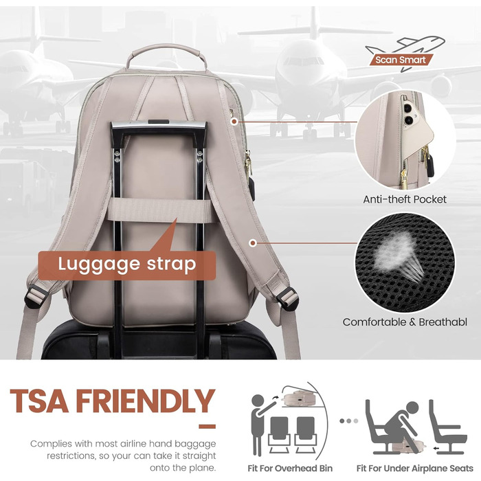 LOVEVOOK Рюкзак для жінок, великий, 15.6 дюймів, сумка для ноутбука, водонепроникний, шкільний рюкзак, чорний, елегантний, для роботи, школи, університету, подорожей, 15.6' (15.6', Taro-gray)