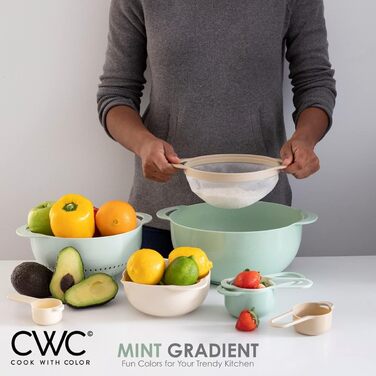 Набір посуду Cook With Color Nistschalen: 8 штук, зелений м'ятний, з мірними чашами, ситами та мисками для змішування