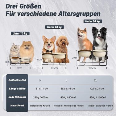 Набір мисок для собак на підставці, кераміка - 2 шт. Fressnapf, 800 мл, бежевий