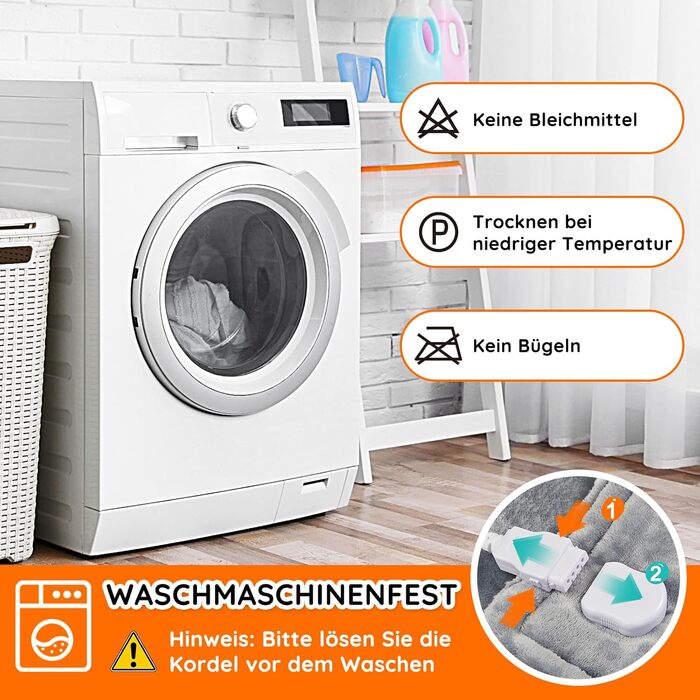 Електрична гріюча ковдра з автовимкненням, 200x180 см, 10 рівнів нагріву, таймер, захист від перегріву, для дому та офісу, флісова, сіра