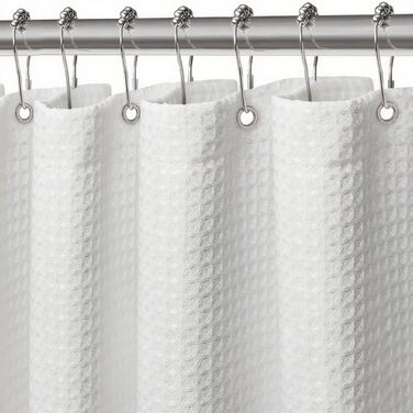 Штора для душу Waffel, 183x90 см, біла, поліестер, з кільцями, водонепроникна, для ванної кімнати