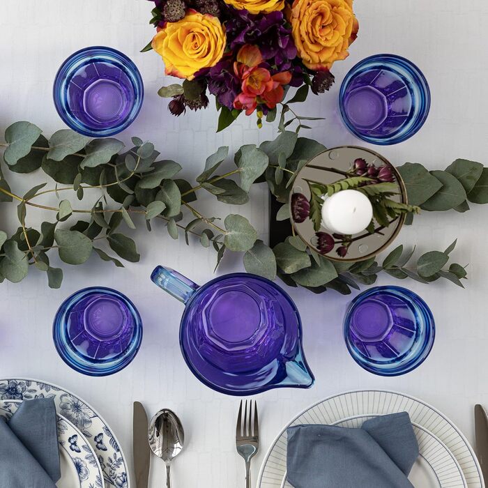 TREND FOR HOME Water Carafe Glass 1 Liter with Comfortable Handle Colorful Water Pitcher 19 cm Glass Jug Blue Purple Glass Pitcher Water Carafe Glass Carafe Pitcher Glass Jug 1l Colorful | Gigi Dreamy Sunset