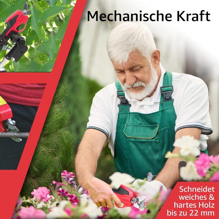 STREND PRO Battery-Powered Electric Pruning Shears Telescopic | for easy garden and tree pruning | max. 22mm, 170cm long telescopic handle geared pruning shears | 1 x 7.2V battery included | cordless shears, tree shears