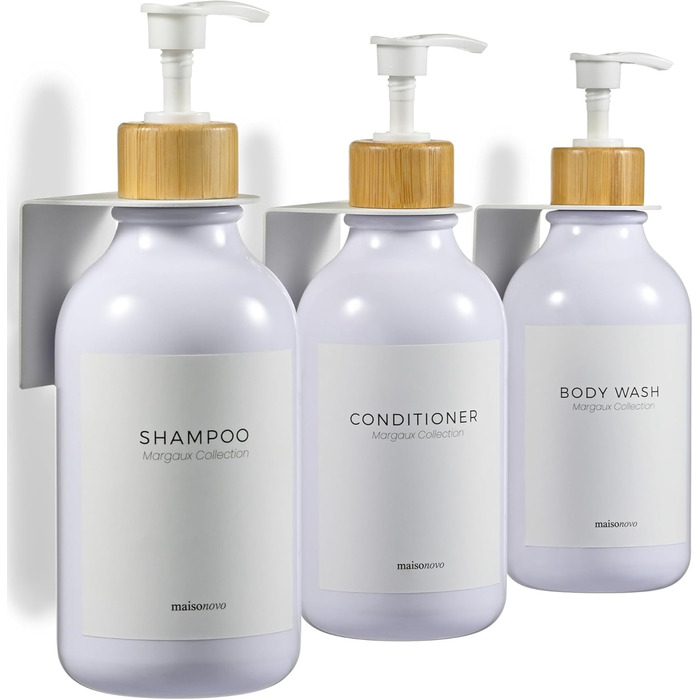 Шампунь MaisoNovo: Набір з 3 флаконів для душу та мила (500 мл) з чорним насосом та білим бамбуком