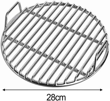 Решітка для гриля з нержавіючої сталі, круглі, різні розміри, для барбекю, кемпінгу, саду, довговічна зварна конструкція, легке очищення, рівномірний нагрів (Ø28 см)