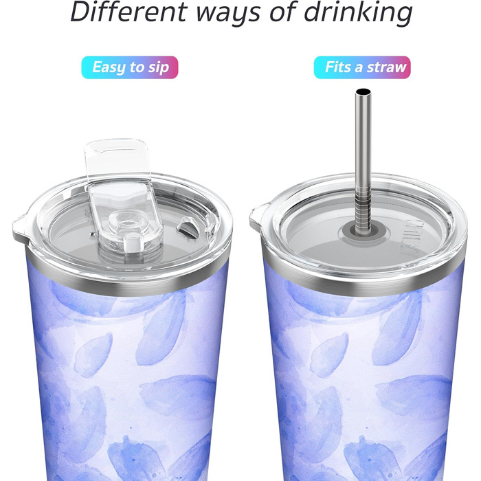 Термос-чашка THILY 780 мл з подвійними стінками, 2 шт. (Золотий мармур + Синій мармур)