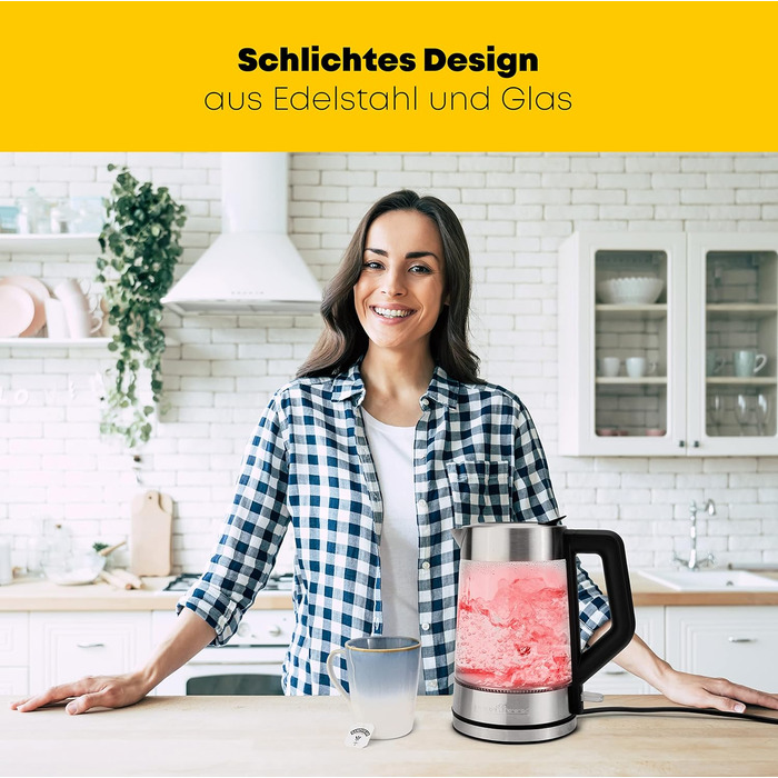 Скляний електричний чайник ProfiCook PC-WKS 1190 G | 1.7 л, 2200 Вт | З підсвічуванням, автоматичне відключення