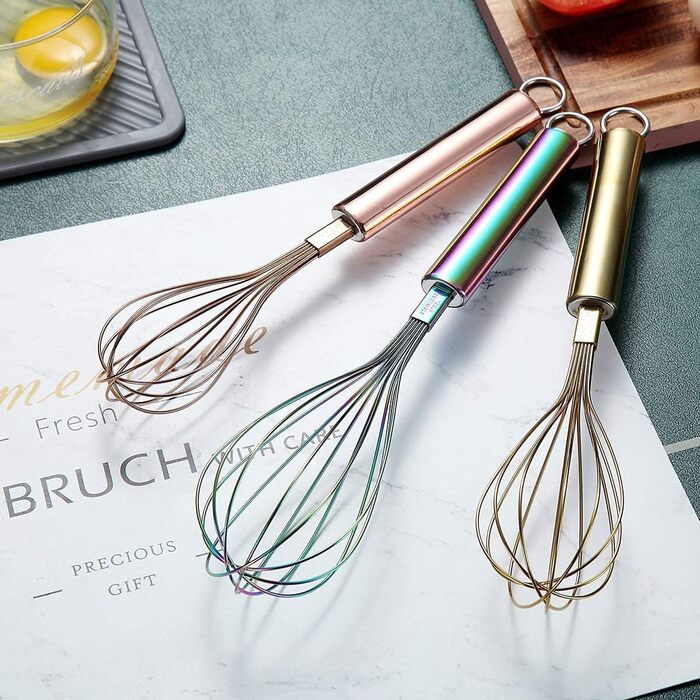 Набір вінчиків Kyraton з нержавіючої сталі (8', 10', 12') - 3 шт. для кухні, приготування їжі, збивання та перемішування