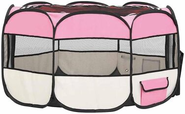 Вольєр для цуценят VidaXL, розкладний, 145x145x61 см, рожевий