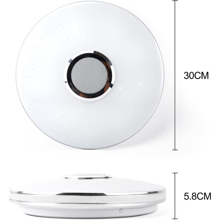 Світлодіодний стельовий світильник 36Вт з Bluetooth-колонкою, димером, RGB підсвічуванням, керуванням з пульта та додатка, музичний для спальні, дитячої, вітальні