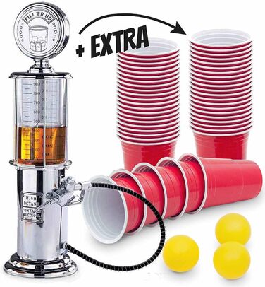 Ретро диспенсер для напоїв з дизайном у стилі ностальгії | Бар-баттлер, колонна з краном та шлангом для напоїв на вечірку | Диспенсер для пива, пивний бак, пивна система, пивна колона, штанга для пива | Вечірні гаджети (1 x колонна + 50 стаканів)