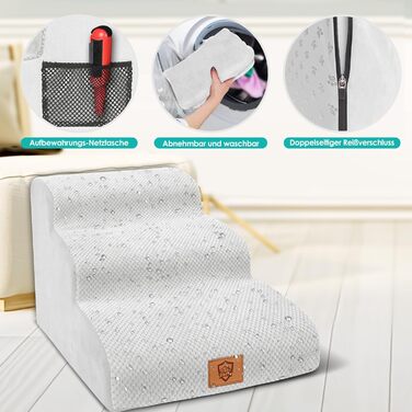 Сходинки для собак Myiosus: 3 сходинки, 40 см, водонепроникні, для маленьких собак і котів, білі