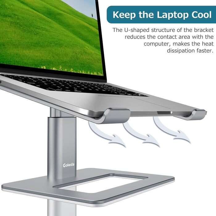 Підставка для ноутбука GOKEDA, регульована, ергономічна, з алюмінію, сумісна з MacBook, Dell, HP, Lenovo, Samsung (11-17 дюймів), сіра