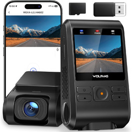 Dashcam WOLFANG Mini 2.5K 1440P WiFi з SD 32GB: Нічне Бачення, Широкий Кут 170°, WDR, Паркувальний Режим, G-Sensor, Циклічна Запис