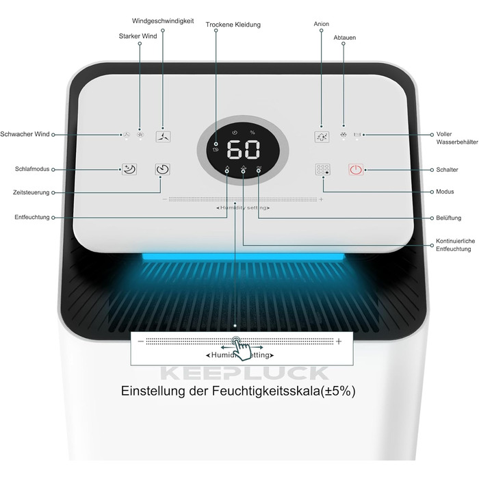 Зволожувач повітря 12L/24H для ванної кімнати та кімнати, 18-24м², білий (FDD12)