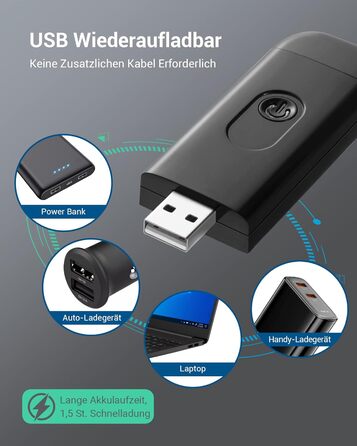 LED лампа для читання DEWENWILS з кріпленням, перезарядна, з блокуванням синього світла, 4 рівні яскравості, чорна. Ідеально для читання в ліжку, подарунок для дітей та книголюбів.