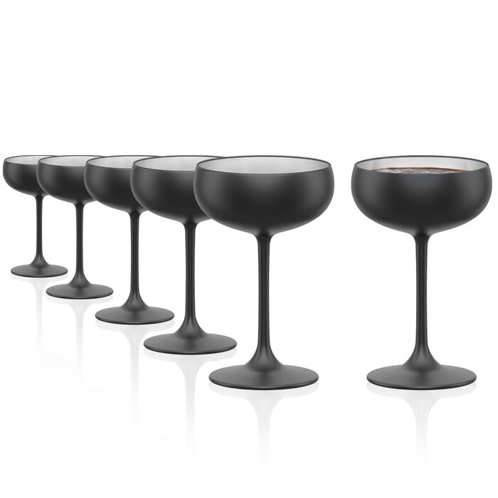 Набір келихів для шампанського Stölzle Lausitz Elements, 6 шт., 230 мл, чорний/бронзовий – келихи з кришталевого скла без свинцю, придатні для миття в посудомийній машині та стійкі до ударів