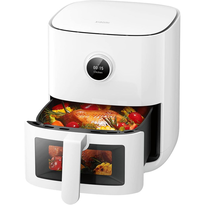Фритюрниця Xiaomi Smart Air Fryer Pro 4L з OLED-дисплеєм, оглядовим вікном, підтримкою iOS/Android, 1600 Вт, 4 літри, таймер, температура 40-200°C, сумісна з Google Assistant, можна мити в посудомийці