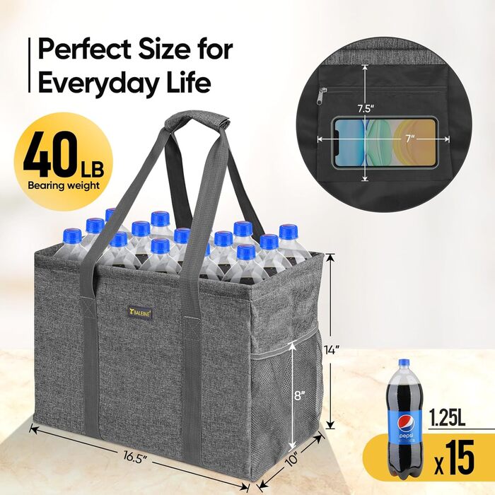 BALEINE Extra Large Multi-Purpose Tote Bag with Wire Frame for Storage (22