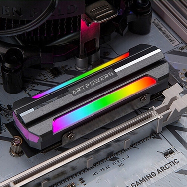 Радіатор для M.2 SSD, алюмінієвий охолоджувач з ARGB підсвіткою