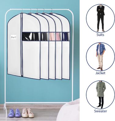 Чохли для одягу Syeeiex, 60x152 см, 4 шт. Дихаючий матеріал, для зберігання одягу, пальто, вечірніх суконь