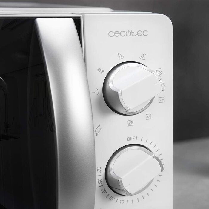 Мікрохвильова піч ProClean 2110, 20 літрів, 700 Вт, 6 функцій, таймер 30 хв, розморожування, гриль, білий