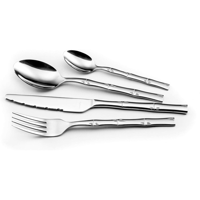 Amefa Karma Cutlery Set | round handle design with bamboo decoration | 24-piece | dinner cutlery for 6 people