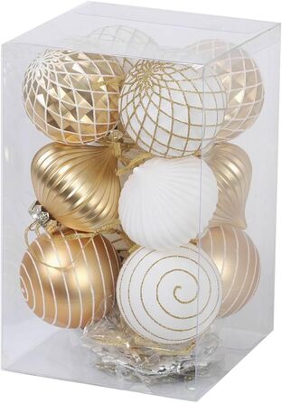 Набір новорічних прикрас SLEETLY 28 шт. Біле золото: кулі, льодинки, сніжинки для ялинки