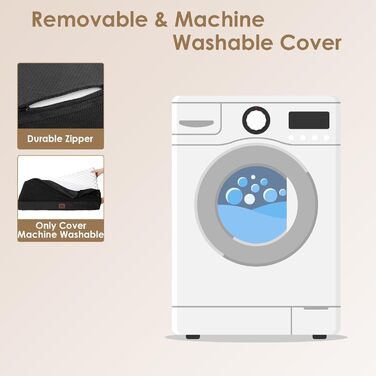 Ортопедичне ліжко для собак середніх порід EHEYCIGA 89x58x9 см, м'яке, миється, для переноски, чорне