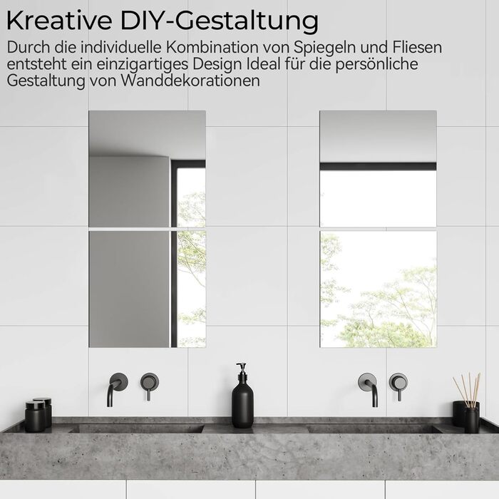 Дзеркальні наклейки 30x30 см, 8 шт. Гнучкі акрилові дзеркала на клейкій основі, для декору стін, шаф, спальні та ванної кімнати