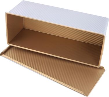 FUNSUEI Toast Bread Baking Pan 1kg, Bread Baking Pan with Lid, Loaf Pan for Toast and Cakes, Silver, 34 x 13.5 x 12 cm