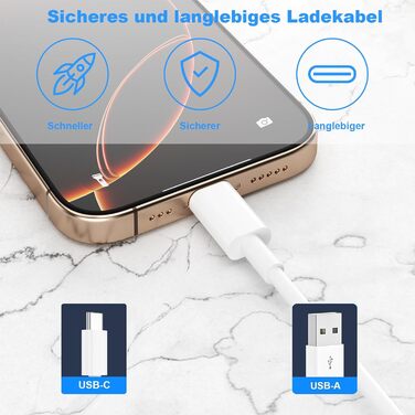 Кабель USB Type-C 1м + 2м (2 шт.) для iPhone, Galaxy, iPad - білий