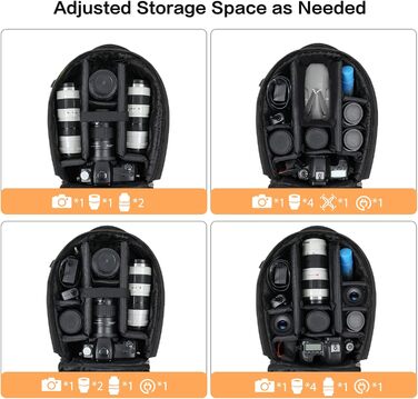 Рюкзак для фотокамери MOSISO: захищений, модульний, сумісний з Canon, Nikon, Sony