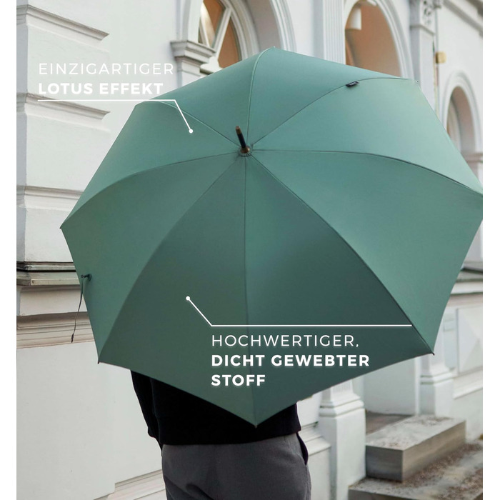 Sapor Design Umbrella Stock Umbrella Stormproof Auto-Open Windproof | XXL Large & Stable for 2 People Men & Women | Golf Umbrella Travel – 123 cm Ø Elegant Sage Green - Modern