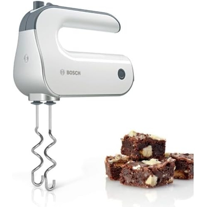 Bosch Hand Mixer Styline MFQ4835DE, 2x whisks, 2 stainless steel dough hooks, dishwasher-safe, 575 W, white