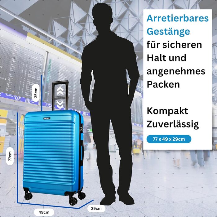 NOWI® Валіза Koffer Klein: 55x40x20 см, 34 л, ручна, для Ryanair, Lufthansa, 55x40x20, металік зелений